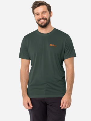 Koszulka sportowa męska Jack Wolfskin Hiking S/S T M 1808762-4161 S Zielona (4064993852042). Koszulki sportowe męskie