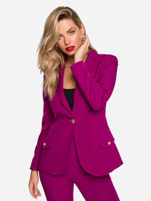Marynarka damska elegancka Makover K141 XXL Rubinowa (5903887682015). Marynarki damskie