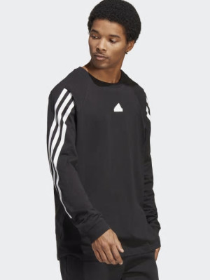 Bluza bez kaptura męska Adidas M Fi 3S Ls IC3755 XL Czarna (4066752425061). Bluzy bez kaptura męskie