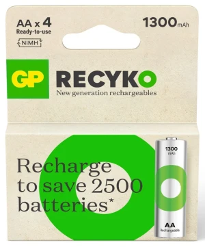 Akumulatorki GP ReCyko AA NiMH 130AAHCE 1300 mAh 1.2V 4 szt (4891199212611). Baterie i akumulatorki