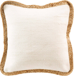 Poduszka dekoracyjna Douceur d'interieur z jutową lamówką 45 x 45 cm Biała (3574386122788). Poduszki