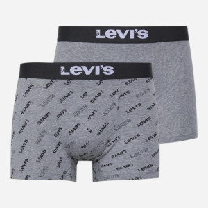 Zestaw majtek męskich typu bokserki bawełnianych 2 szt Levi's Logo Aop Boxer Brief Org Co 701227428-002 M Szary (8720245581585). Majtki męskie