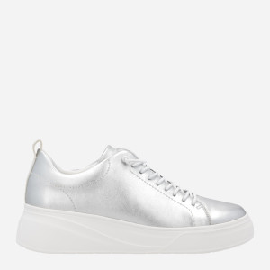 Sneakersy damskie skórzane RIEKER W2301-90 41 (7.5UK) 27 cm Srebrne (4061811714711). Buty sportowe damskie