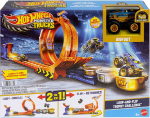 Zestaw do zabawy Hot Wheels Monster Trucks Bigfoot 50 rocznica Pętla Skok po trofeum JBX64 (194735266340). Tory samochodowe dla dzieci