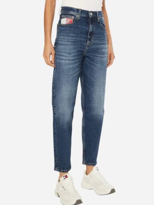 Jeansy mom fit damskie z wysokim stanem Tommy Jeans DW0DW20224-1BK 28-32 Ciemnoniebieskie (8720638472520). Jeansy damskie