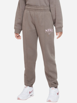 Spodnie dresowe dziewczęce ocieplane Nike G Nsw Trend Flc Cf Pant DZ4616-040 S (128-137 cm) Brązowe. Spodnie dresowe dziewczęce