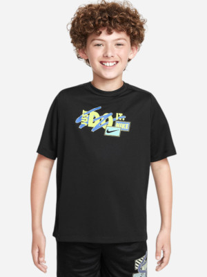 Koszulka chłopięca młodzieżowa bawełniana Nike Multi FZ5315-010 M (137-147 cm) Czarna. T-shirty chłopięce