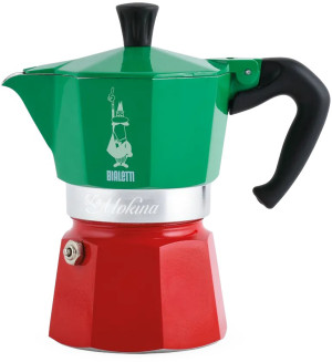 Kawiarka Bialetti Tricolour Mokina (5650) na 1 filiżankę 50 ml czerwono-zielona (8006363014212). Kawiarki
