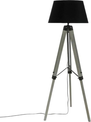 Drewniana lampa podłogowa Atmosphera z abażurem Runa 145 cm Czarna (3560239428619). Lampy stojące i podłogowe