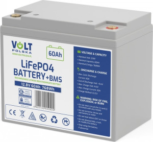 Akumulator Volt LiFePO4 12.8V 60Ah 60A BMS (6AKLI06012). Akumulatory i akcesoria do UPS