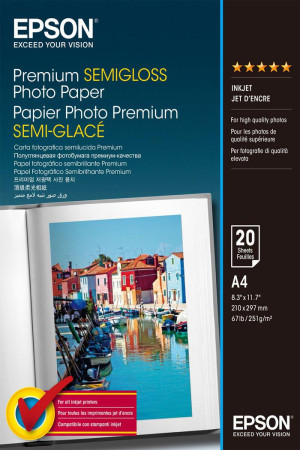 Półbłyszczący papier fotograficzny Epson Premium A4 (C13S041332). Papier fotograficzny