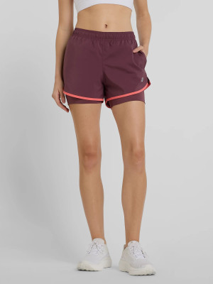 Spodenki sportowe damskie krótkie New Balance Essentials 2in1 WS41225 XL Bordowe (197967342820). Spodenki sportowe damskie