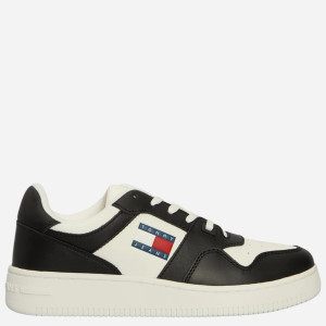 Sneakersy damskie skórzane Tommy Jeans EN0EN02505-0GS 37 Białe z czarnym (8720638359005). Buty sportowe damskie