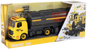 Cysterna Lean Toys DIY do skręcania i rozkręcania ze światłami i dźwiękiem Żółta (17198) (5905991000211). Autka i pojazdy zabawkowe