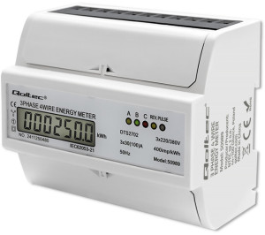 Trójfazowy dwukierunkowy elektroniczny licznik Qoltec 50989 (5901878509891). Liczniki energii elektrycznej