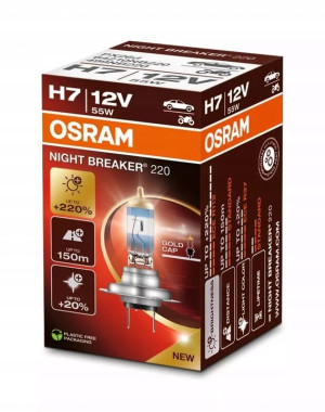 Żarówka halogenowa OSRAM H7 12V 55W PX26d NIGHT BREAKER +220% (64210NB220) (4062172399340). Lampy samochodowe
