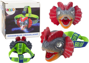 Latarka czołowa Lean Toys Dinosaur z regulowaną opaską (5905991006565). Zestawy zabawek dla dzieci