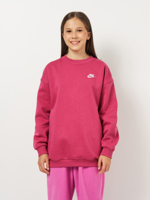 Bluza bez kaptura dziecięca dla dziewczynki Nike G Nsw Club Flc Ovrszd Crew Lbr FD2923-634 128-137 cm (S) Różowa (198482205928). Bluzy bez kaptura dziewczęce