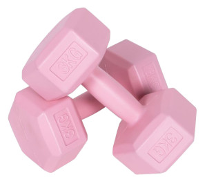 Hantle sześciokątne do ćwiczeń Modern Home 2 x 3 kg Różowe (5905817006151). Hantle