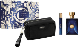 Zestaw dla mężczyzn Versace Dylan Blue Pour Homme Woda toaletowa 100 ml + Miniaturka Woda toaletowa 10 ml + Kosmetyczka (8011003903030). Perfumy męskie
