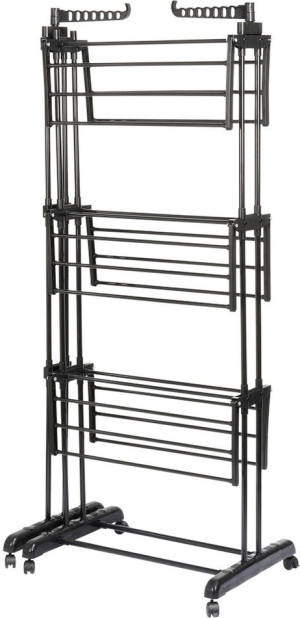 Suszarka na pranie Vilde metalowa czarna pionowa rozsuwana XXL 78 - 130 x 64 x 172 cm (5904316496760). Suszarki do ubrań