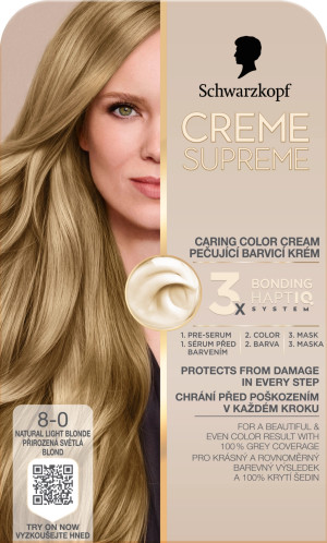Farba do włosów Schwarzkopf Creme Supreme 8-0 Naturalny Jasny Blond (9000101744941). Farby do włosów