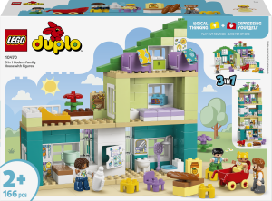 Zestaw klocków LEGO DUPLO Town Nowoczesny dom rodzinny 3 w 1 z figurkami 166 elementów (10470). Klocki