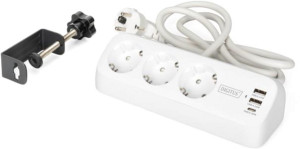 Listwa zasilająca Digitus na 3 gniazda z USB (2x USB-A + USB-C 30W), biurkowa, z mocowaniem do biurka, 1.5 m White (DA-70626). Listwy zasilające i przedłużacze