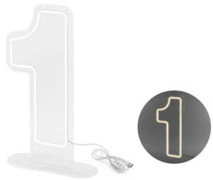 Neon LED PartyDeco Cyfra 1 Biały 50 cm (NEON3-1) (5904555066571). Lampki nocne