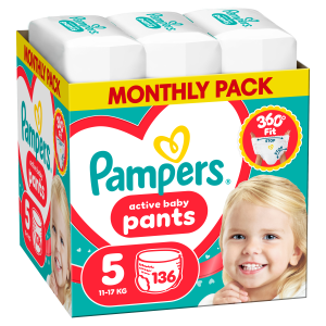 Pieluchomajtki Pampers Active Baby Pants Junior Rozmiar 5 (11-17 kg) 136 szt (8006530305679). Pieluchy i pieluchomajtki dla dzieci