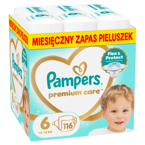 Pieluszki Pampers Premium Care Rozmiar 6 13-18 kg 116 szt (8006530223744). Pieluchy i pieluchomajtki dla dzieci