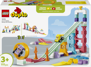 Zestaw klocków LEGO DUPLO Town Kreatywne rampy 3 w 1 z pojazdami 111 elementów (10478). Klocki