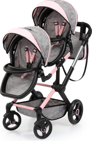 Wózek dla lalek bliźniaczek Bayer Design Xeo Twin Szary 26733AA (4003336267334). Akcesoria dla lalek