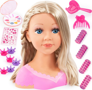 Głowa do stylizacji i makijażu Bayer Charlene Super Model Blonde Make Up z akcesoriami 27 cm 90088AA (4003336900880). Lalki dla dzieci