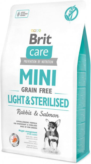 Sucha karma dla dorosłych psów ras miniaturowych z nadwagą lub sterylizowane Brit Care Mini Light & Sterilised 2 kg (8595602521067). Karmy dla psów