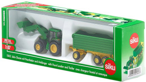 Model Siku 1:87 Traktor z ładowaczem i przyczepą (1843). Kolekcjonerskie modele pojazdów