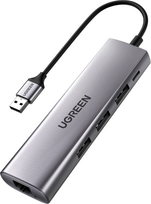 Stacja dokująca Ugreen CM266 USB A 3.0 - USB 3.0 x 3 RJ-45 Micro USB Gray (6957303868124). Stacje dokujące