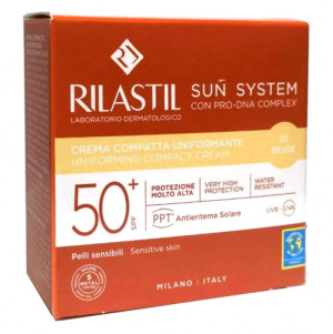 Podkład matujący Rilastil Sun System Uniform Compact Cream SPF50+ Shade 01 Beige 10 g (8050444859353). Podkłady do twarzy