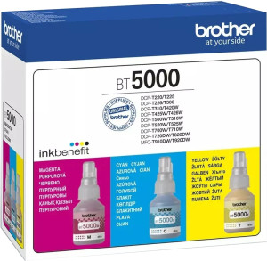 Zestaw tuszy Brother do DCP-T2xx/3xx/4xx/5xx/7xx/T9x0 Multipack 3x5000 stron (BT5000CLVAL). Atramenty