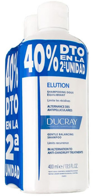Szampon dla włosów przeciwłupieżow Ducray Elution Shampoo 2 x 400 ml (3282779366861). Szampony