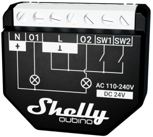 Inteligentny przełącznik Shelly "Qubino Wave 2PM" dwukanałowy 16 A pomiar energii (3800235269015). Akcesoria do inteligentnego domu