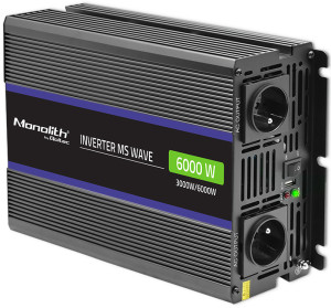 Przetwornica samochodowa Qoltec Monolith 6000 MS Wave 3000 W/6000 W 12 V na 230 V. Falowniki samochodowe