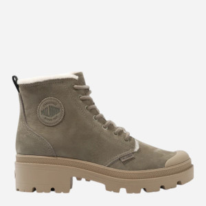 Zimowe trapery damskie skórzane Palladium Pallabase Nbk Zip Wl 98867-377-M 37 (4UK) 23 cm Khaki (196660569718). Buty za kostkę damskie