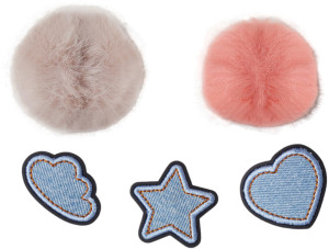 Przypinki do butów Crocs Jibbitz Denim And Pink Puff 10013652 5 szt Wielokolorowe (0196265846191). Akcesoria do butów