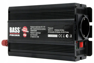 Przetwornica napięcia samochodowa Bass Polska 600 W 12 V pełny sinus (5902067616611). Falowniki samochodowe