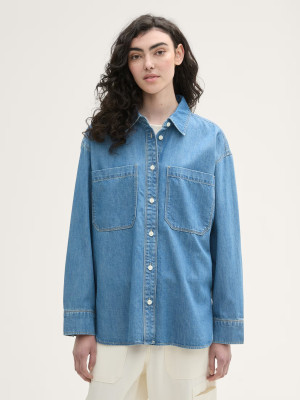 Koszula damska jeansowa Tom Tailor 1043118 XS Niebieska (4068127254689). Koszule damskie