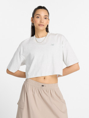 T-shirt damski bawełniany oversize New Balance Logo Relaxed WT43536 S Jasnoszary (197376701294). T-shirty damskie
