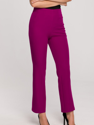 Spodnie regular fit damskie eleganckie Makover K142 2XL Rubinowe (5903887682213). Spodnie damskie