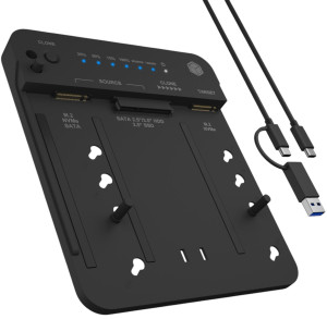 Stacja dokująca i klonująca ICY BOX IB-2913MCL-C31 do M.2 SATA/NVMe, M.2 PCIe NVMe, 2.5"/3.5" HDD/SSD USB 3.2 Gen 2 Type-C/A Black. Kieszenie i obudowy na dyski twarde
