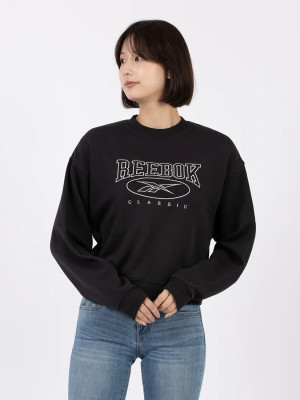 Bluza bez kaptura damska Reebok Ae Crew 100205213 2XS Czarna (1200143825594). Bluzy bez kaptura damskie